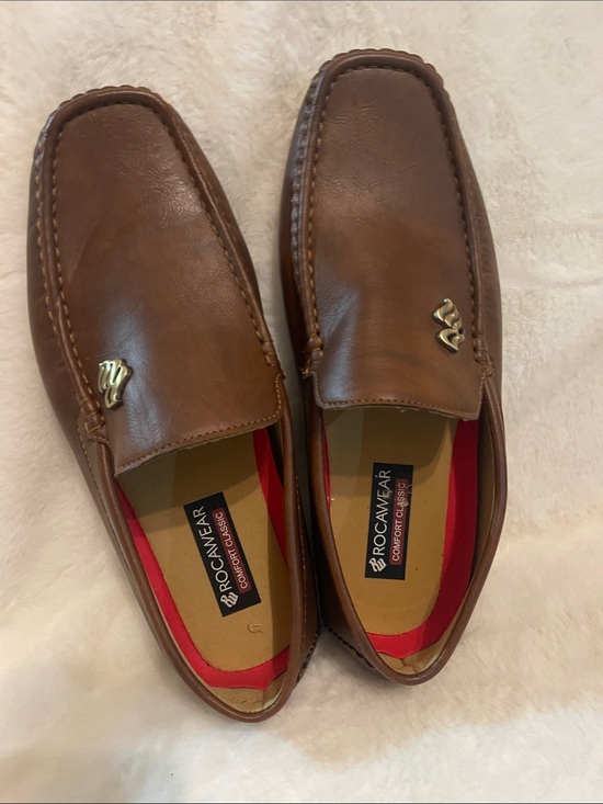 Rocawear Other - Rocawear Brown Leather Moc Toe Slip-On Loafers with Metal Logo